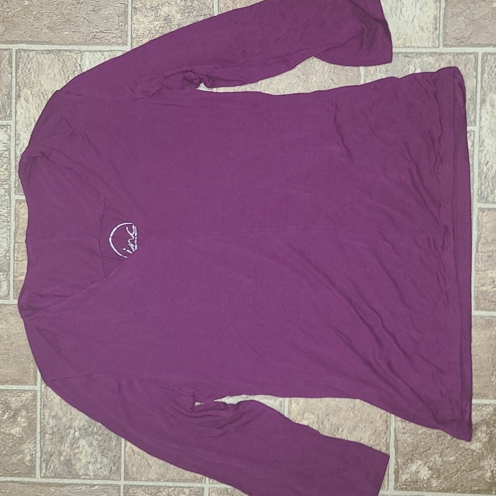 INC International Concepts Purple V-Neck Long Sleeve